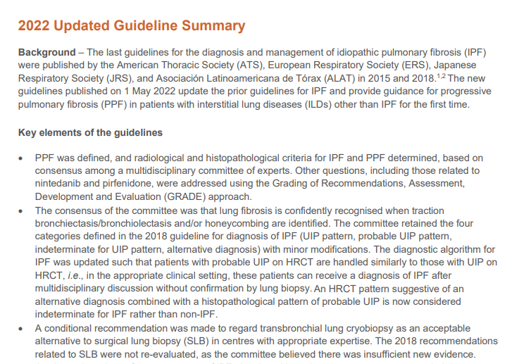 ATS/ERS/JRS/ALAT 2022 Guideline Summary